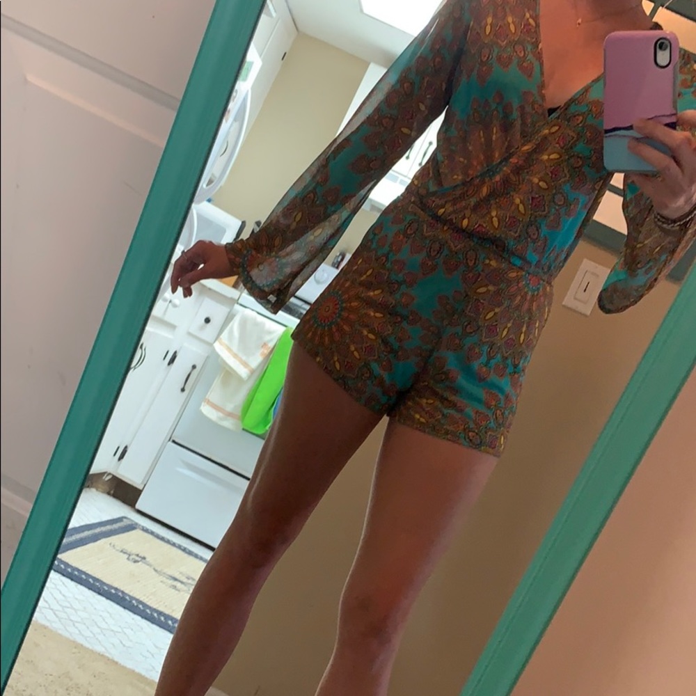 Luli Fama chiffon bright colored/ pattern romper